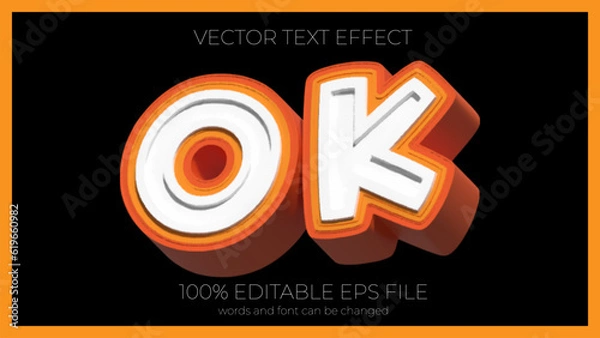 Obraz OK editable text effect style, EPS editable text effect