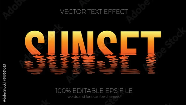 Obraz Sunset editable text effect style, EPS editable text effect