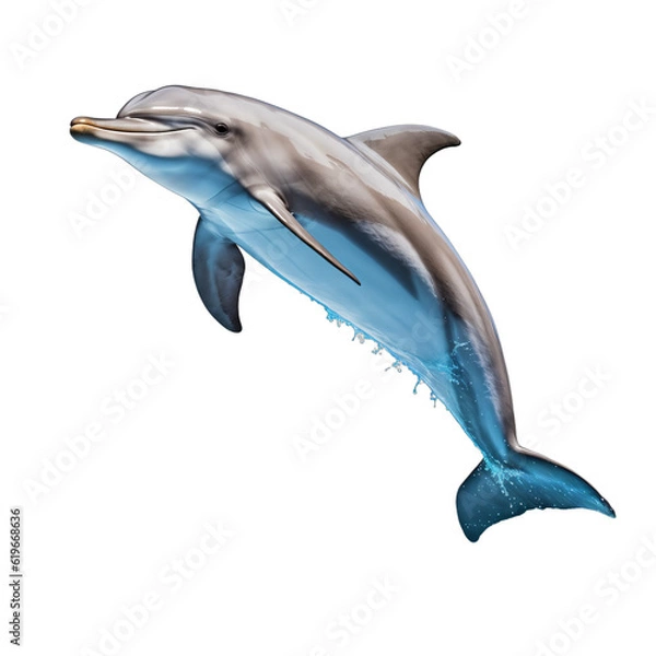 Obraz Leaping Dolphin isolated on white background.  Transparent background