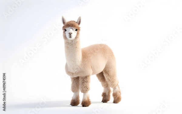 Fototapeta a white alpaca on white background