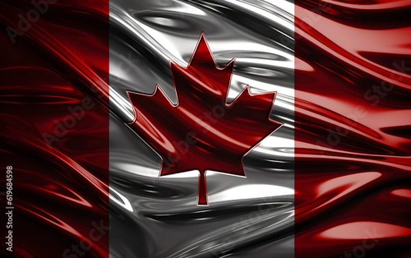 Fototapeta canadian flag chrome 3d