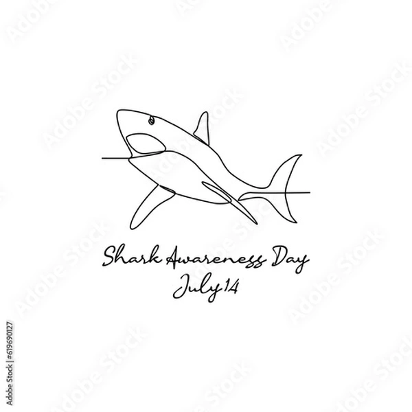 Fototapeta line art of shark awareness day good for shark awareness day celebrate. line art. illustration.