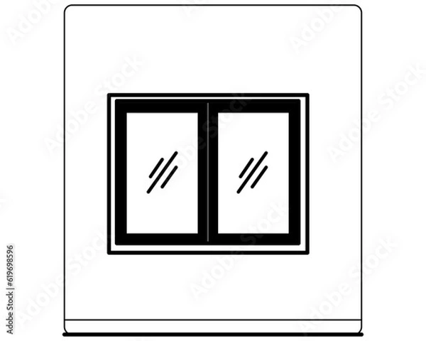 Fototapeta picture of house window ,business concepts for the construction sector that feature flat designs and line art icons.