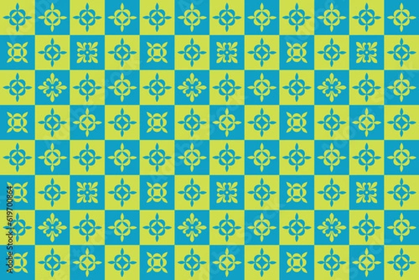 Fototapeta eamless square classic royal green checker box pattern background vector decoration