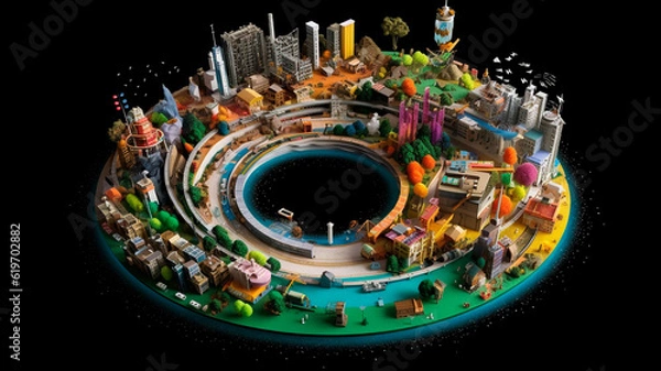 Obraz Striking visual representation of a circular economy in motion. Generative AI