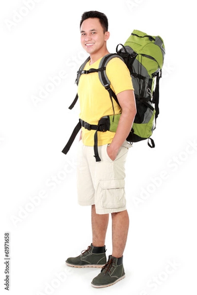 Obraz male hiker with backpack