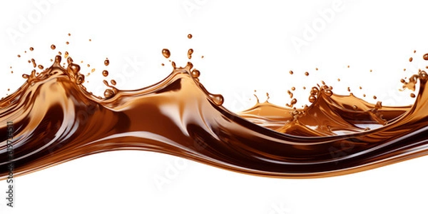 Fototapeta Brown liquid wave splashes isolated - Generative AI