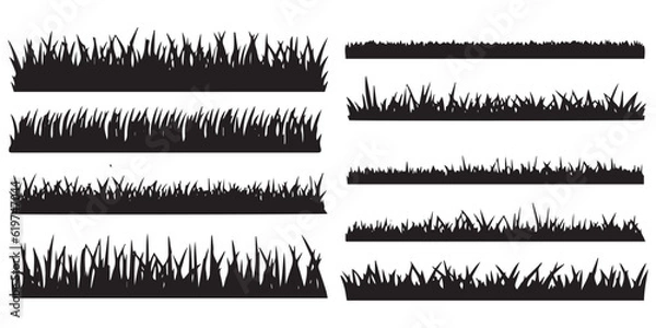 Fototapeta A set of silhouette Grass vector illustration 