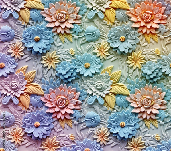 Fototapeta 3D Flower Seamless Pattern