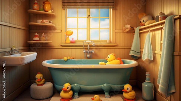 Obraz Childbook illustration bathtime
