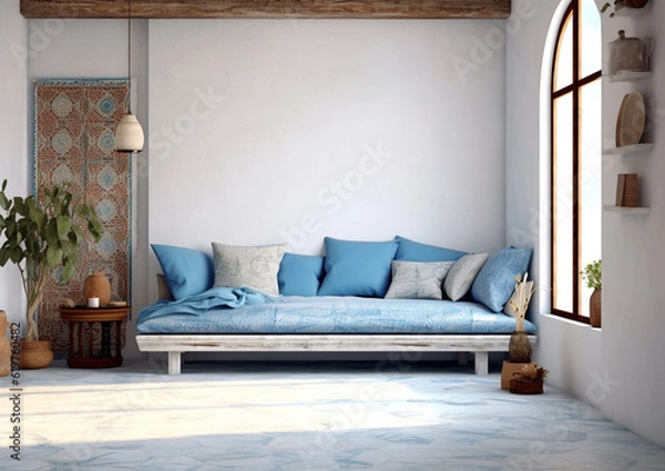 Obraz  blank wall Mediterranean style interior mockup room with sofa