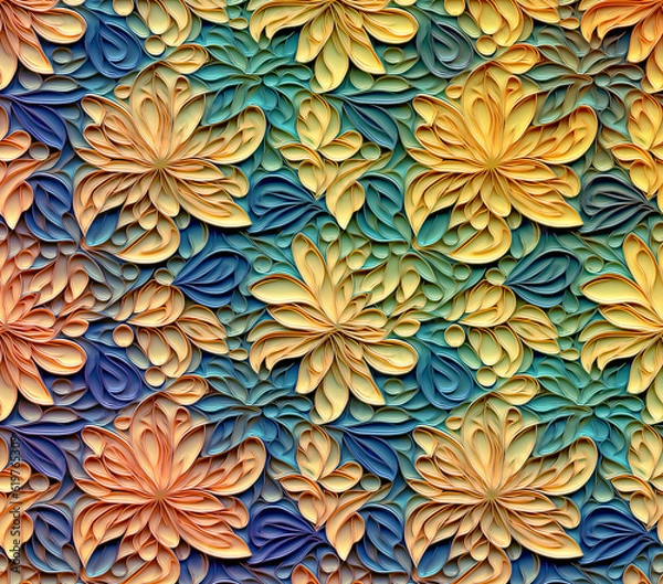 Fototapeta 3D Flower Seamless Pattern