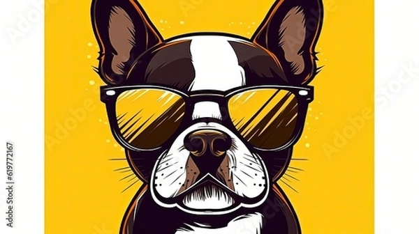 Fototapeta Kawaii cute dog sticker. In style of vector illustration. Generative AI