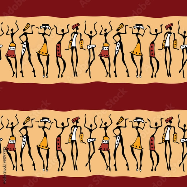 Obraz African dancers silhouette.