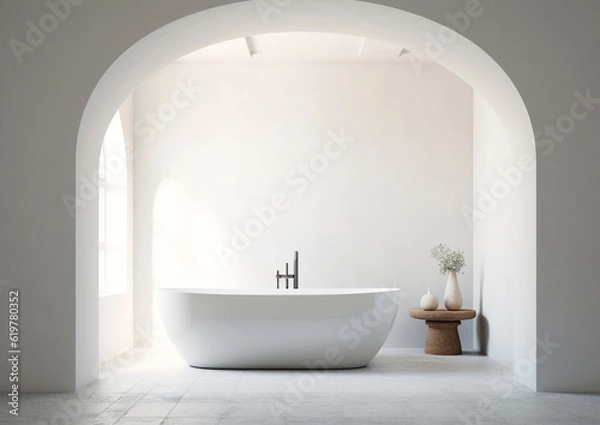 Obraz blank wall white bathroom interior mockup 