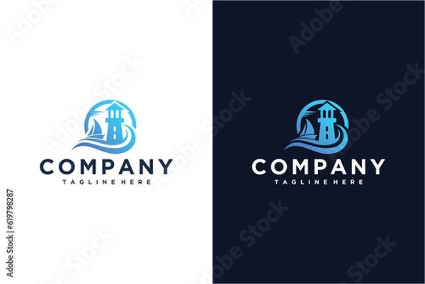 Fototapeta Lighthouse  harbor vector icon logo