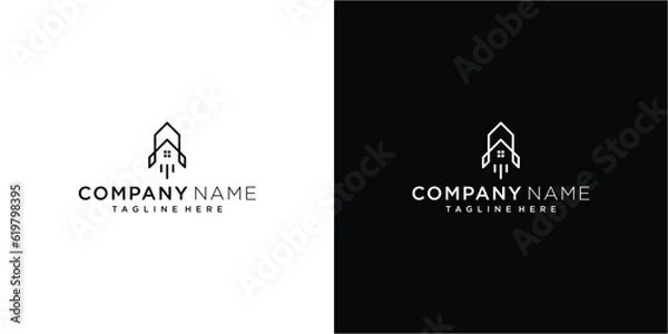 Fototapeta Creative building rocket vector logo template