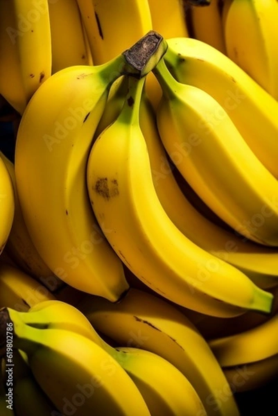 Fototapeta A stack of bananas, freshly harvested, Generative AI.