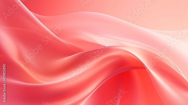 Obraz Soft Red Light Silk Waves background. Abstract soft color design surface with wavy borders and curves. Generative AI.