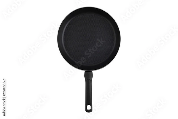 Fototapeta Frying pan on a white background. Frying pan close-up on a white background.
