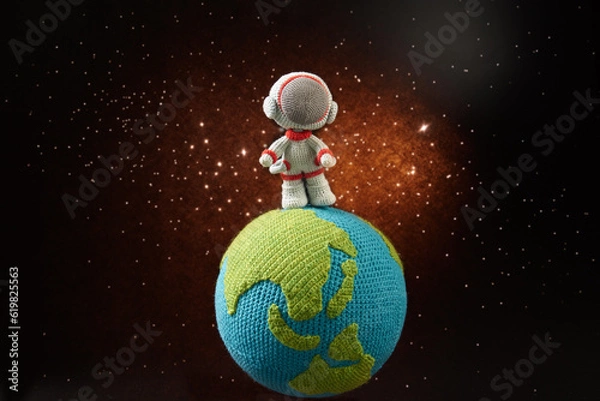 Fototapeta あみぐるみ人形　子供の宇宙飛行士イメージ