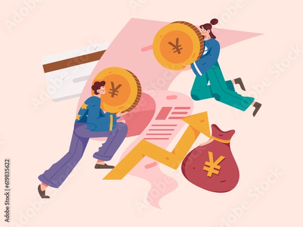 Fototapeta Internet finance and wealth management investment vector concept operation interactive illustration
