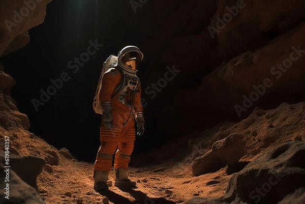 Obraz astronaut conducts research on the surface of the moon