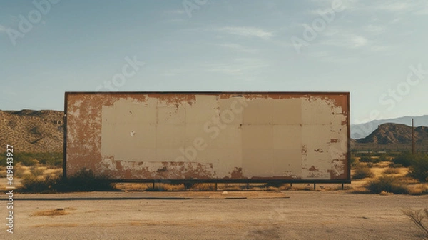 Fototapeta a faded ripped blank billboard in the Arizona desert created by generative AI