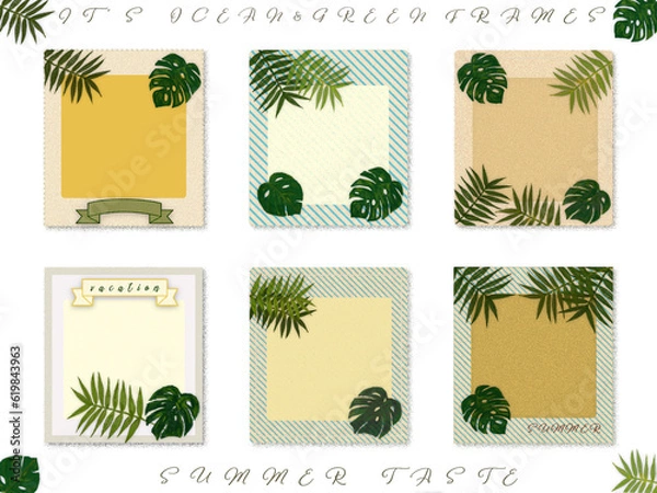 Obraz フレーム素材【夏・ボタニカル】ヤシ・モンステラのメッセージカード(・∀・)