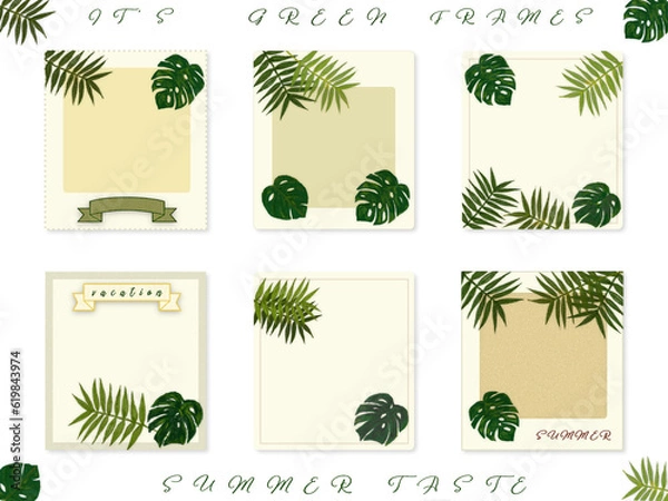 Obraz フレーム素材【夏・ボタニカル】ヤシ・モンステラのメッセージカード(・∀・)