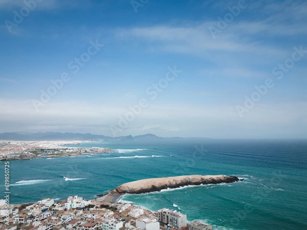 Fototapeta Punta hermosa, famous peruvian beach located south Lima. Aerial photography.