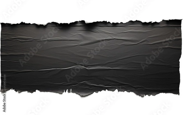 Obraz Black ripped paper scraps collection, cut-out collage, detailed texture, isolated on white, perfect for text placeholders, PNG, Generative AI, Generative, KI