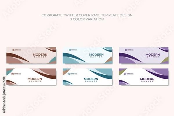 Fototapeta Business webinar horizontal Abstract banner design web template with 3 color theme.