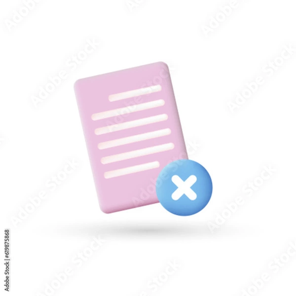 Obraz Documents icon paper sheet. Decline or not approve document. Business icon. 3d vector illustration.