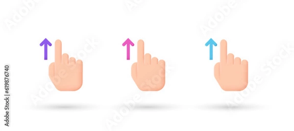Obraz 3d editable illustration touch screen gestures icon purple, pink and blue, 3d, vector, suitable for web illustrations, hero pages, landing pages.