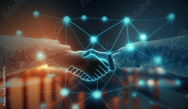 Fototapeta Transport and logistic concept Handshake deal of inves.Generative AI