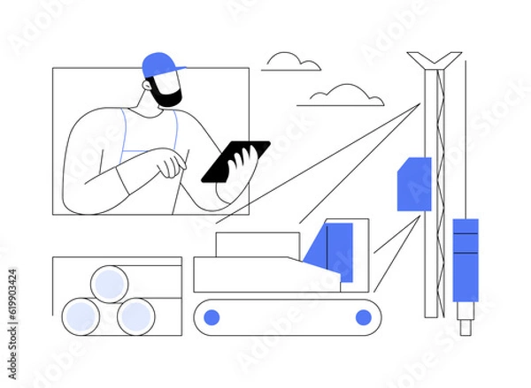 Fototapeta Pile driving abstract concept vector illustration.