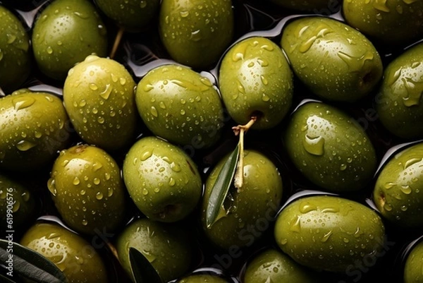 Obraz Olive as background and texture. Generative AI.