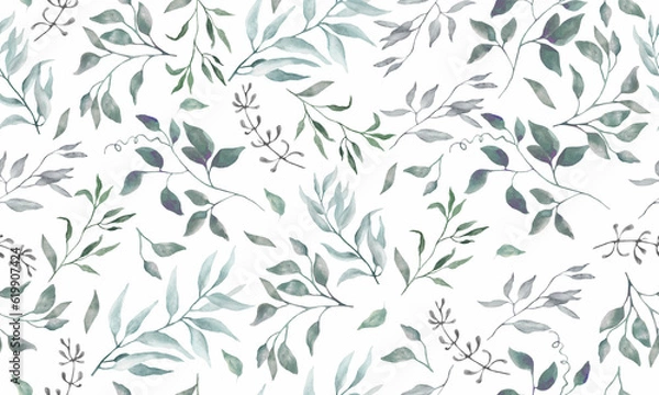 Obraz Watercolor floral seamless pattern. Hand drawn illustration isolated on white background.
