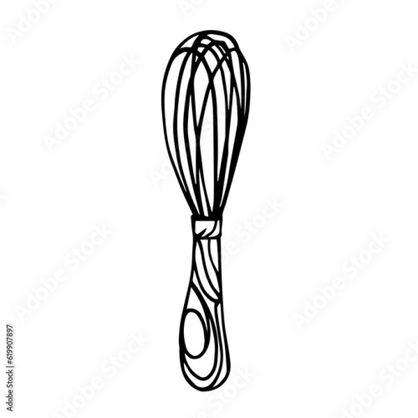 Fototapeta Linear sketch confectionery whisk.Vector graphics.