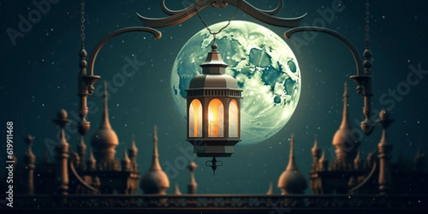 Obraz Lantern with night light background for the muslim feast of the holy month of ramadan kareem