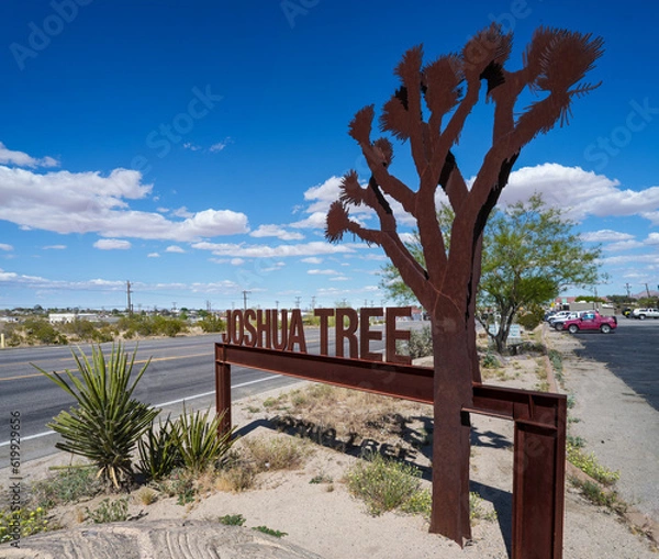 Fototapeta Joshua Tree welcome sign on the edge of town