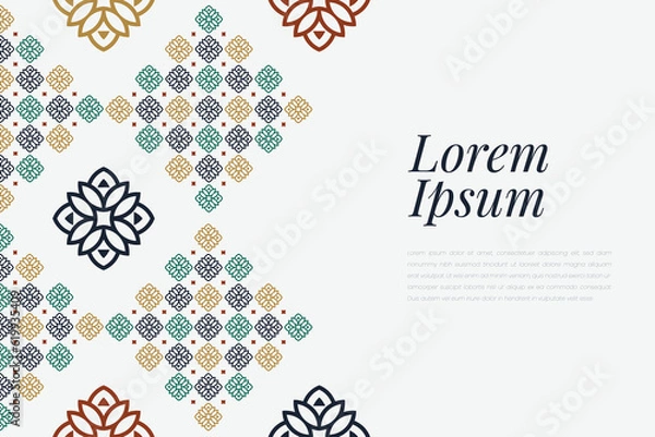 Obraz Islamic Decorative background in Arabic colorful. Simple geometric mosaic with colorful Islamic ornamental details.
