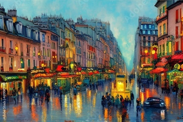 Fototapeta Colorful Rhythm of Life: An Impressionistic Cityscape