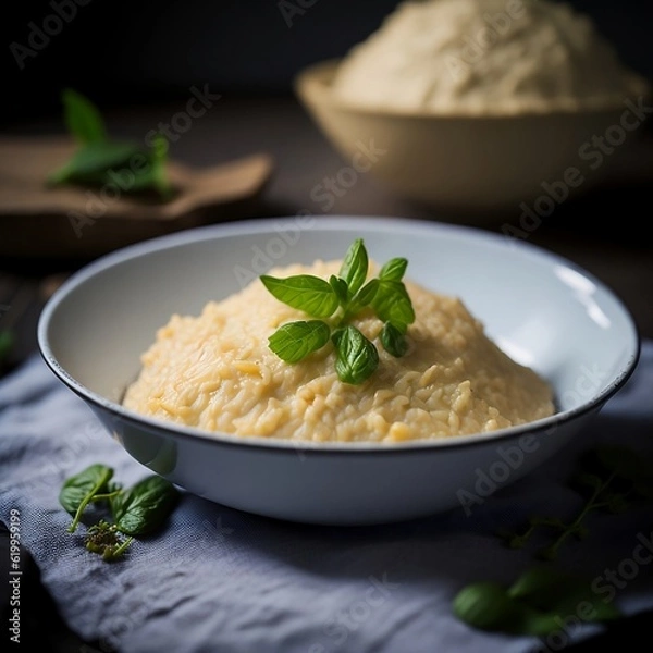 Obraz Piatto di risotto con basilico 
