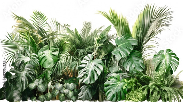 Obraz tropical leaves foliage on white Generative AI
