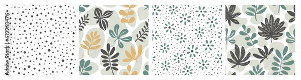 Fototapeta Yellow Seamless Abstract Flora Paint Texture. Colorful Repetitive Summer Isolated Invitation, Seamless Set.