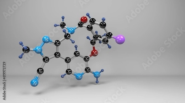 Fototapeta Lorlatinib molecule. Molecular structure of Lorbrena, an oral medication for treating lung carcinomas.
