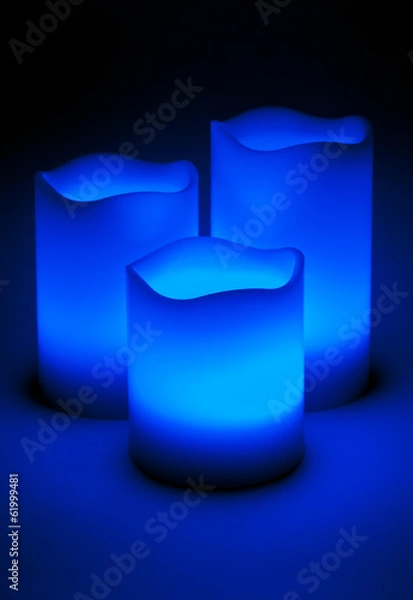 Obraz Three blue LED candles