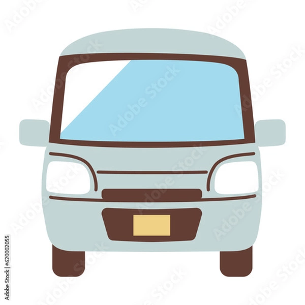 Fototapeta 正面から見た白・シルバーの軽自動車